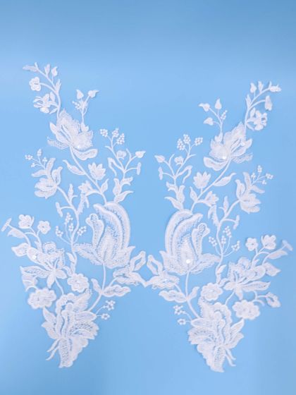 Ivory Embroidered Appliques - 41cmx21cm/16"x8,3"